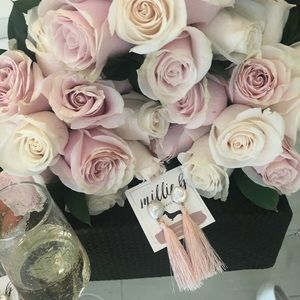 Fresh water pearl and pink tassel earrings